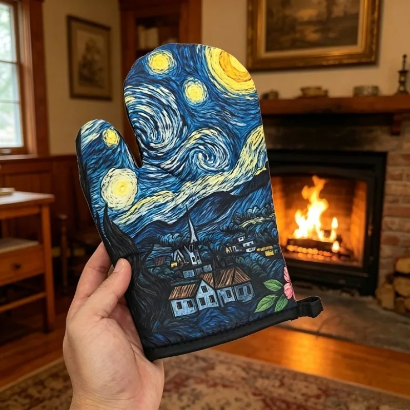Kitchen Gloves Insulation Leopard Pattern Pad Cooking Microwave Gloves Baking BBQ Oven Potholders Oven Mitts Potholder Pad