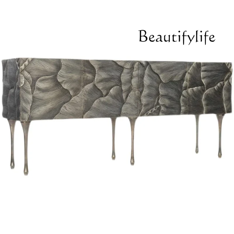 Lichte luxe Franse retro verandakast moderne minimalistische kunst massief houtsnijwerk eettafel decoratieve kast