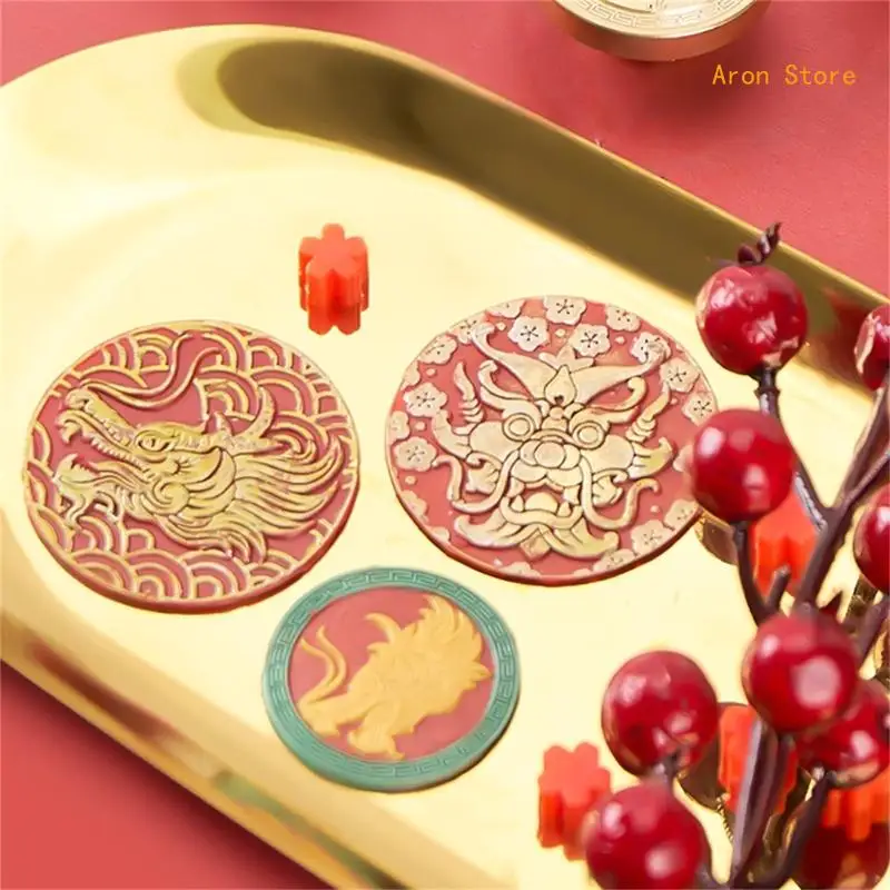Tête tampon cire à Dragon, pour carte-cadeau du nouvel chinois, enveloppe lettre H3CF