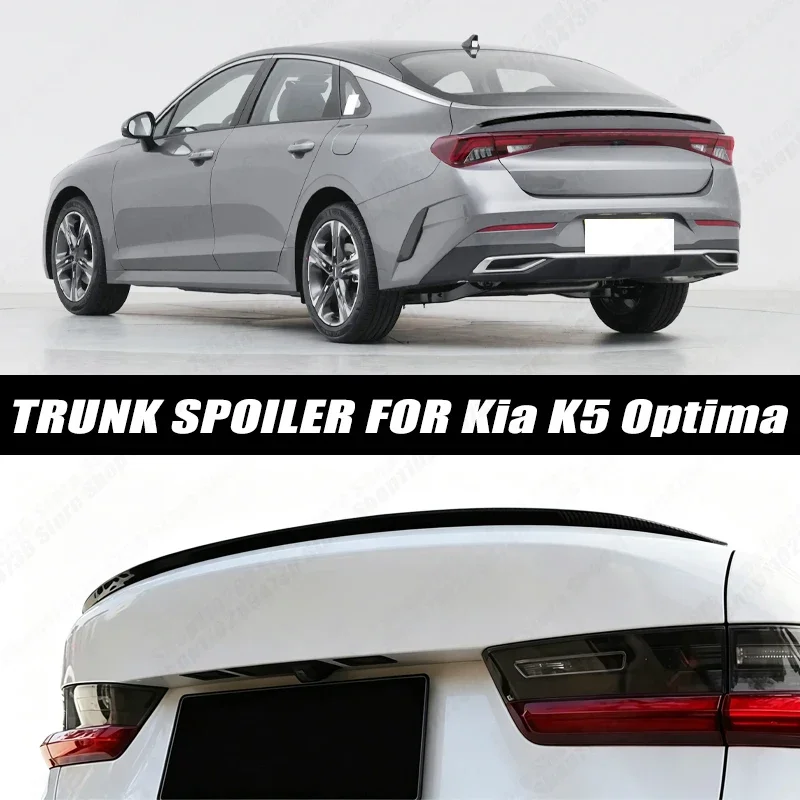120CM Glossy Black Soft Rubber Universal Rear Trunk Spoiler 5D Carbon Look Tail Wing Fit For Kia K5 Optima Car Accessories