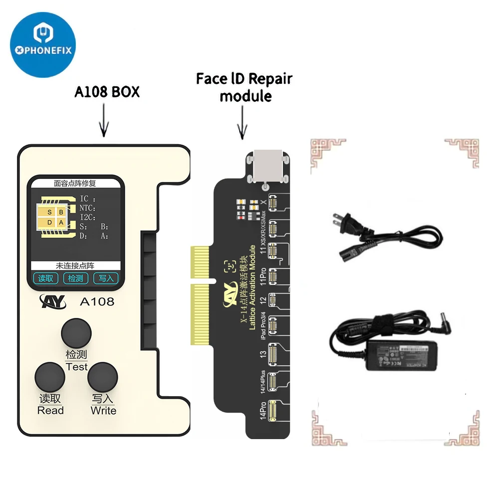 AY A108 BOX Face ID Programmer For iPhone X-15 Pro Max Dot Matrix Projector Repair True Tone Fix Battery Health Data Change Tool