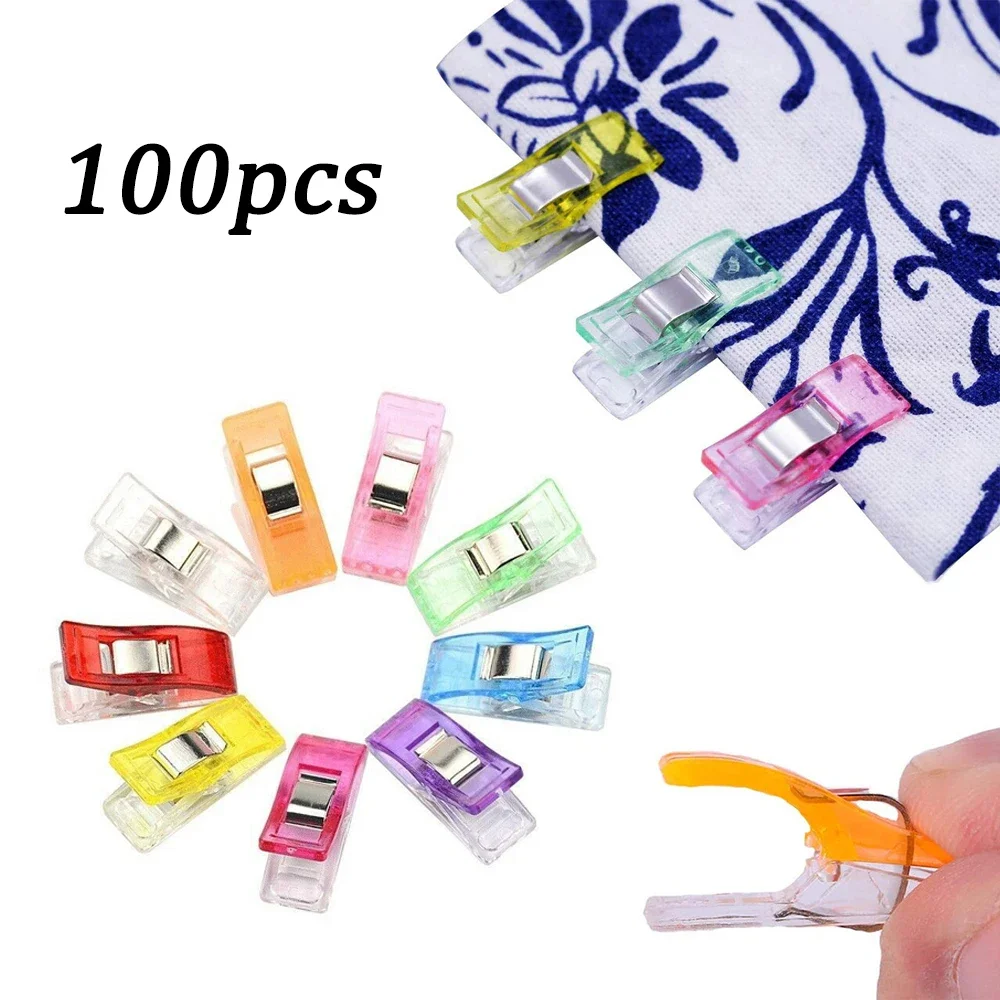 

100Pcs Multipurpose Sewing Clips Colorful Binding Clips Plastic Craft Quilting Clips Sewing Craft Clamps for Sewing Binding