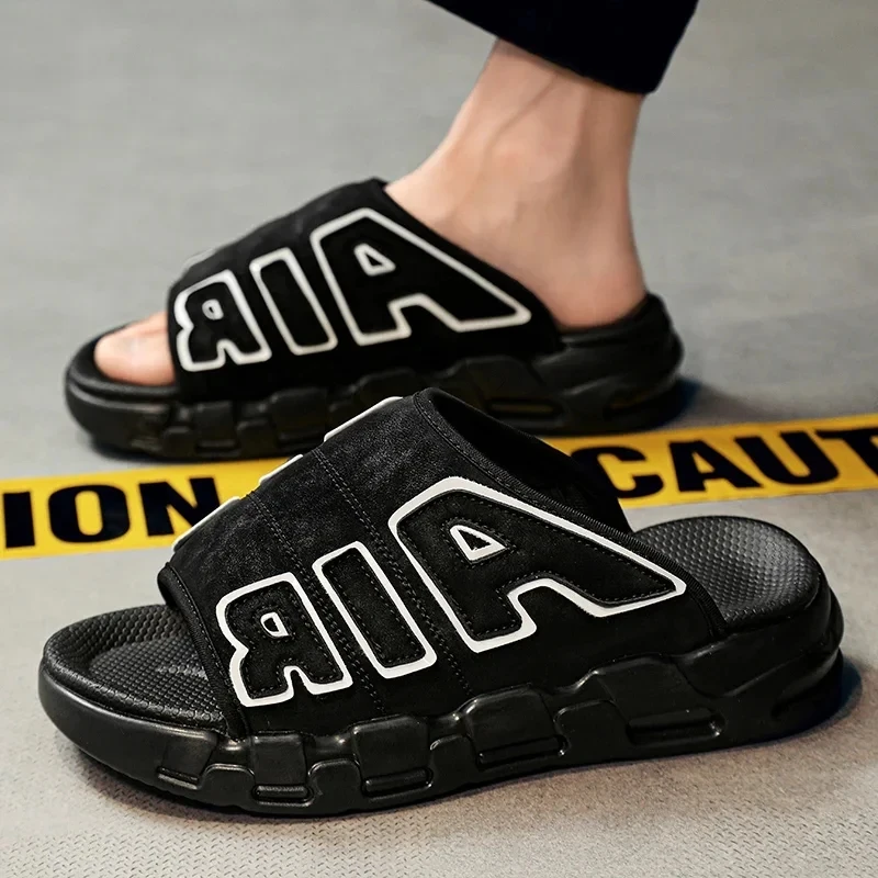 Air Cushion Slippers Summer Men Sandals Thick Sole Beach Slippers Flats Cloud Slides Sports Slippers Outdoor Man Sneaker Shoes