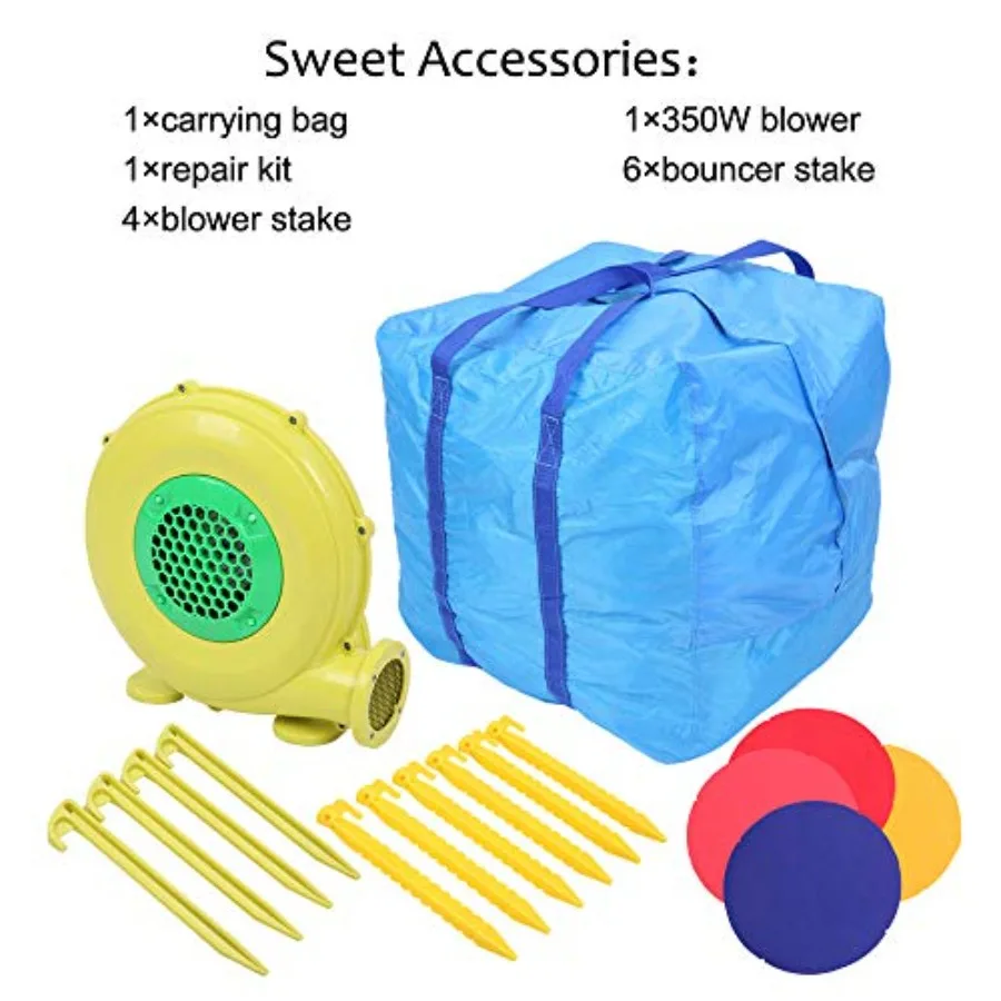 Maison gonflable avec souffleur d'air pour enfants, château gonflable extérieur et intérieur avec zone de saut, toboggan, panier de basket-ball, transport