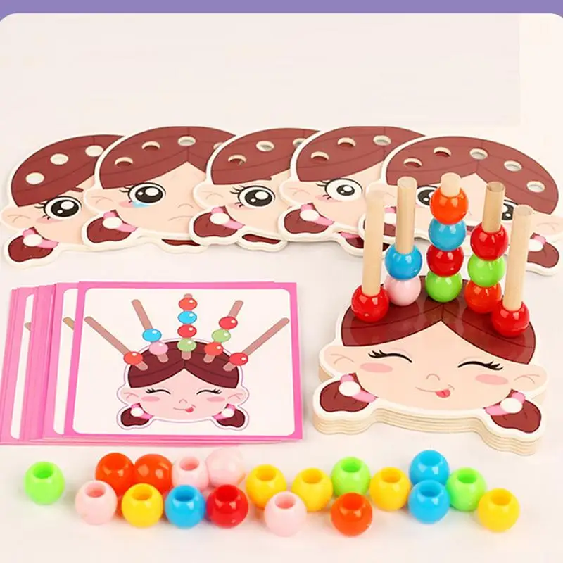 الخشب جلد حبة لعبة اللون التراص لعبة التعرف على الألوان لعبة للمهارات الحركية الدقيقة الجذعية لعب لصبي فتاة الأعمار 3