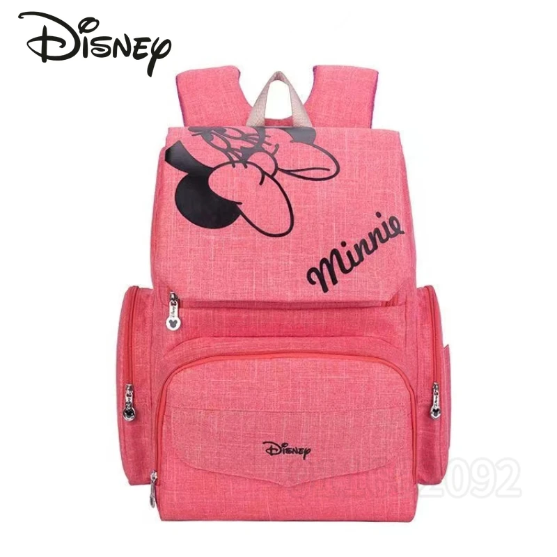 Disney-grande capacidade fralda saco, mochila multifuncional, moda dos desenhos animados, marca de luxo, saco de bebê original, novo