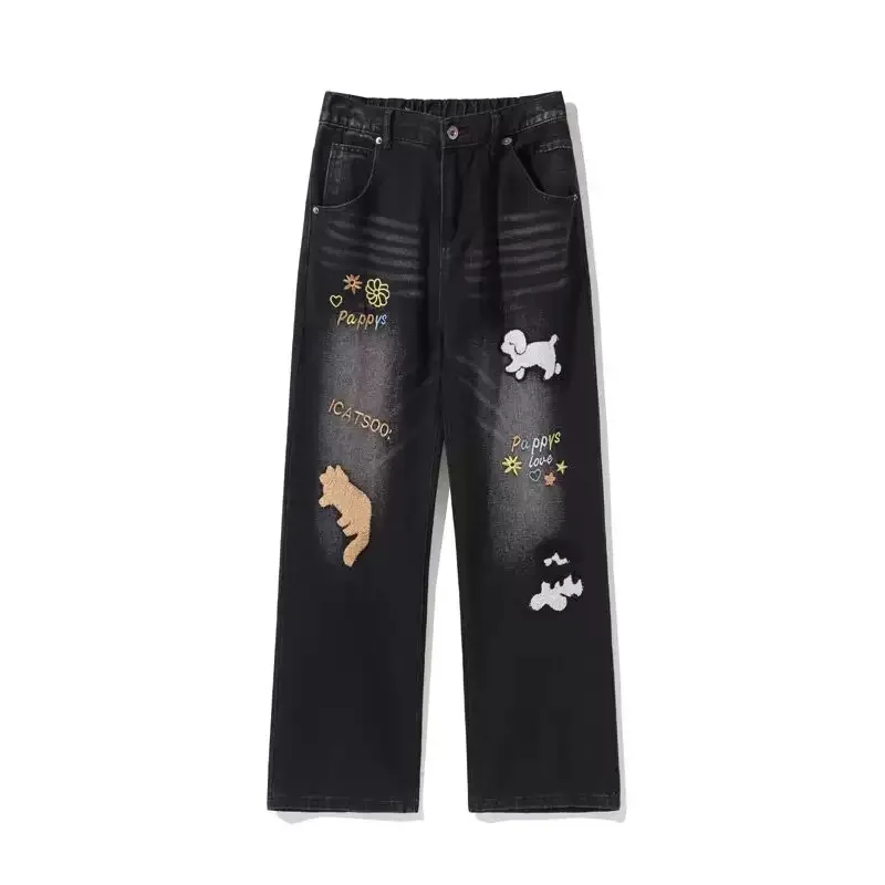 

Spring and Autumn New Fashion Trend Printed Straight Leg Elastic Jeans For Men's Casual Loose Sports High-Quality Jeans M-3XL