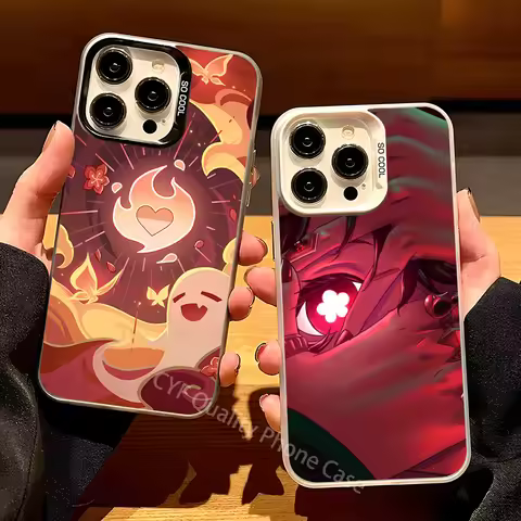 Genshin Impact Hu Tao Phone Case For iPhone 11 12 13 14 15 16Pro Max Plus Protect Plating Phone Cover