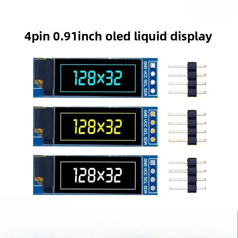 CYD 1-5pcs Oled Display Module 4-pin 0.91inch Lcd Screen 128*32 Dot Matrix Ssd1306 Driver Iic Interface