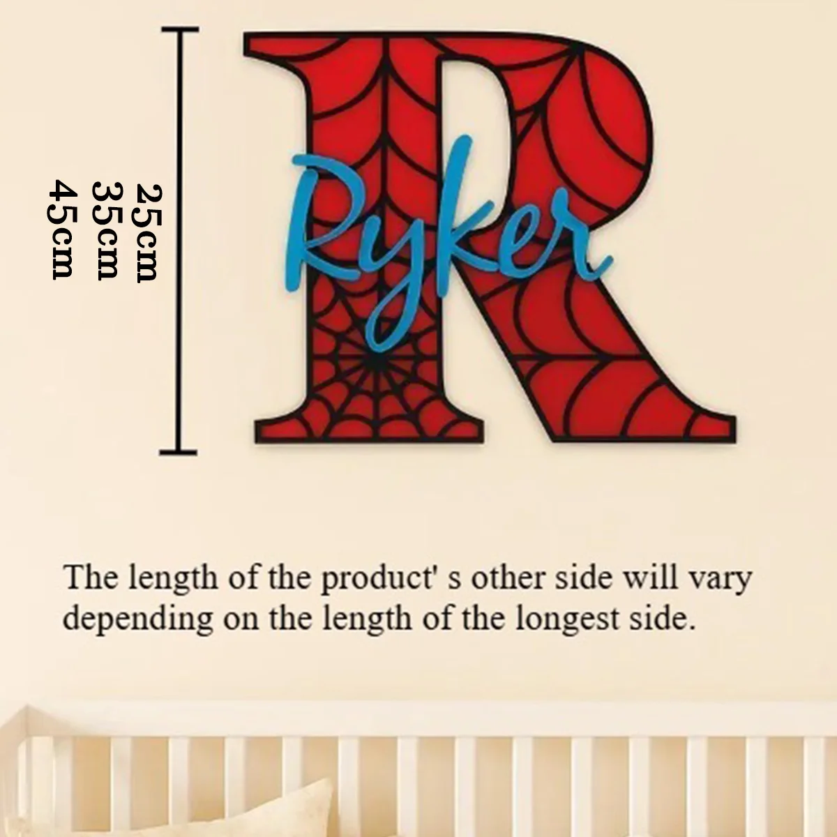 Personalized Spider‑Web Name Hanging Sign, Custom Wooden Plaque With Wooden Letters, Superhero Nursery Hanging Plaque, Wall Deco
