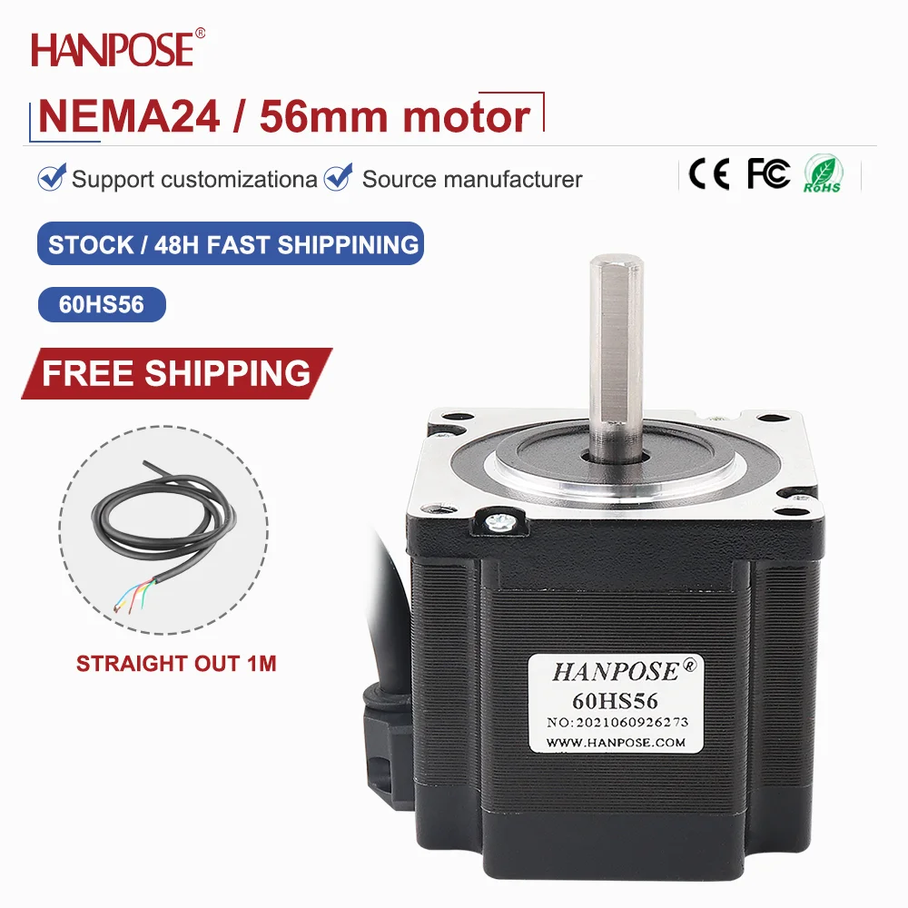 

NEMA24 60HS56 stepper motor 1.5N.m 4.0A two-phase four wire 3D printing accessories motor manufacturer direct sales