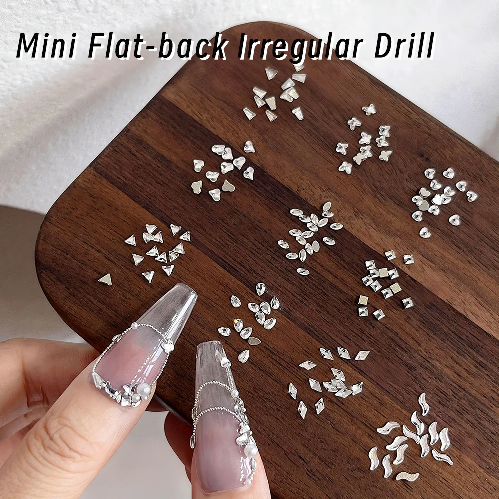 12 شبكة/صندوق مختلط غير النظامية أظافر ماسية الراين فراشة اللؤلؤ الصلب الكرة مسمار الفن سحر فلاتباك كريستال مسمار الديكور #6