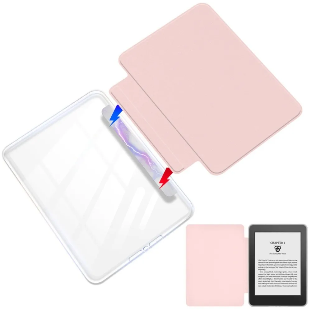 Magnetic Detachable E-Reader Case Acrylic Shockproof Folio Cover Transparent Back for Kindle Paperwhite 4 10th Generation 2018