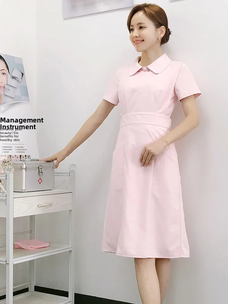 Short Sleeve Nurse Uniform Dress Maternity Center Dental Clinic Plastic Hospital Workwear Polyester Summer Fashion for Women