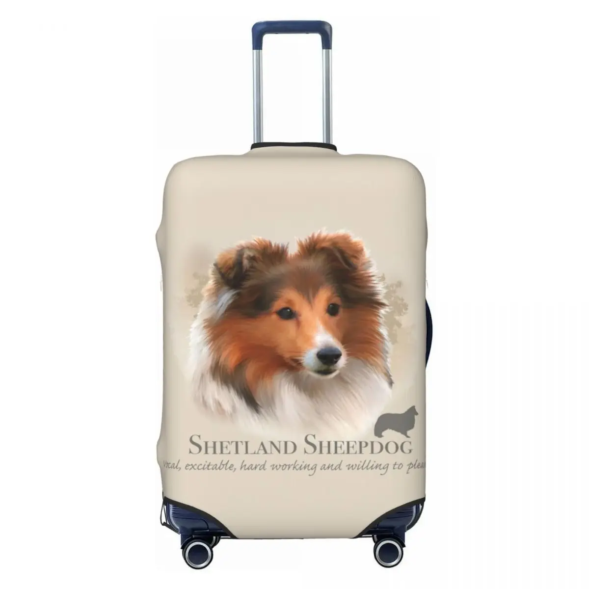 Custom Fashion Shetland Herdershond Bagagehoes Beschermer Elastische Hond Reiskoffer Hoezen