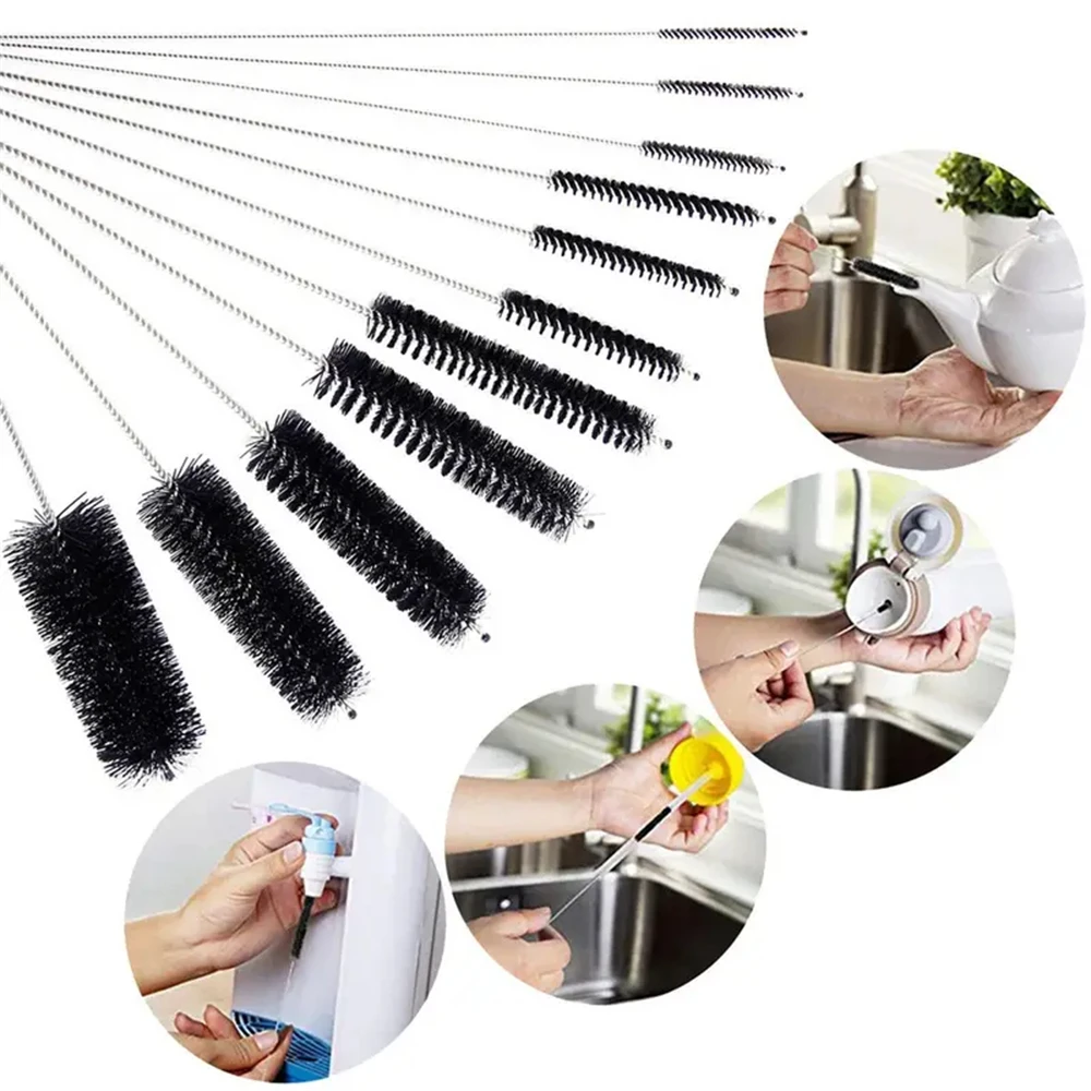 10pcs, Stainless Steel Cleaning Brush for Smoking Pipes, Glass Hookahs, and Feeding Bottles - Nylon Strip Brush for Easy Cleani