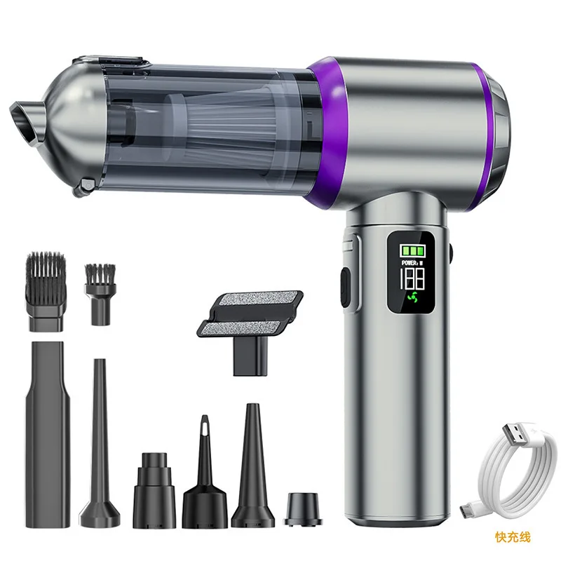 Vacuum cleaner power display large suction household handheld dust collector dust blower wireless handheld portable