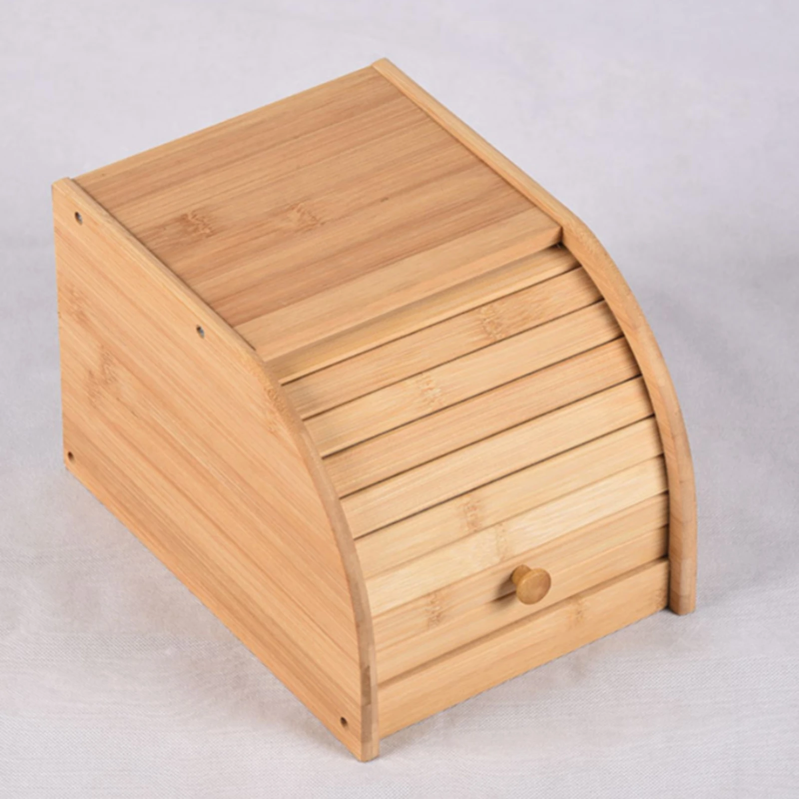 Two-Tier Bread Box Compact Double-Layer Bread Box Breadbox Open-Front Furniture Natural for Pantry, Cafe view 3