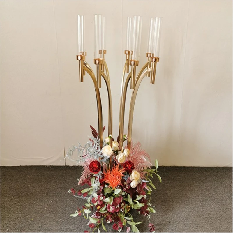 Metal Candelabra Candle Holders Acrylic Wedding Table Centerpieces Flower Stand Candle Holder Candelabrum For Home Decor