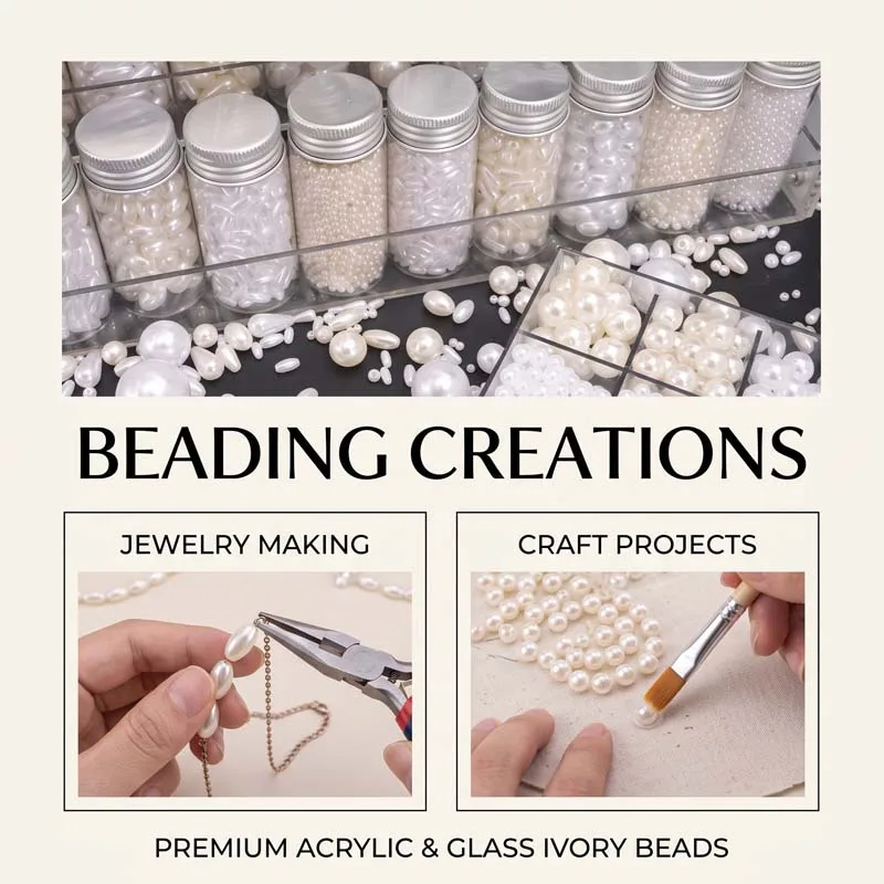100PCS ABS Imitation Pearl Beads Rice Bead ABS Plastic Crafts Decoration For DIY Bracelets Necklaces Clothing DIY Accessories