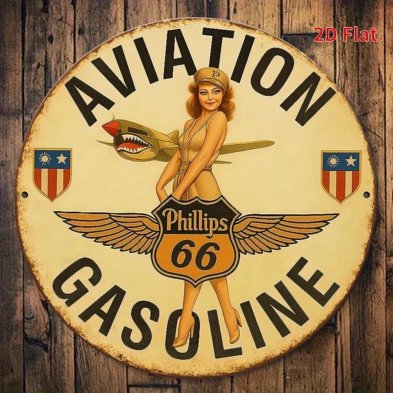 2D Flat, 1pc Vintage Aviation  Metal Sign - 2D Flat Print, Retro Wall Decor for Home, Porch, Garage, Coffee Club - 7.