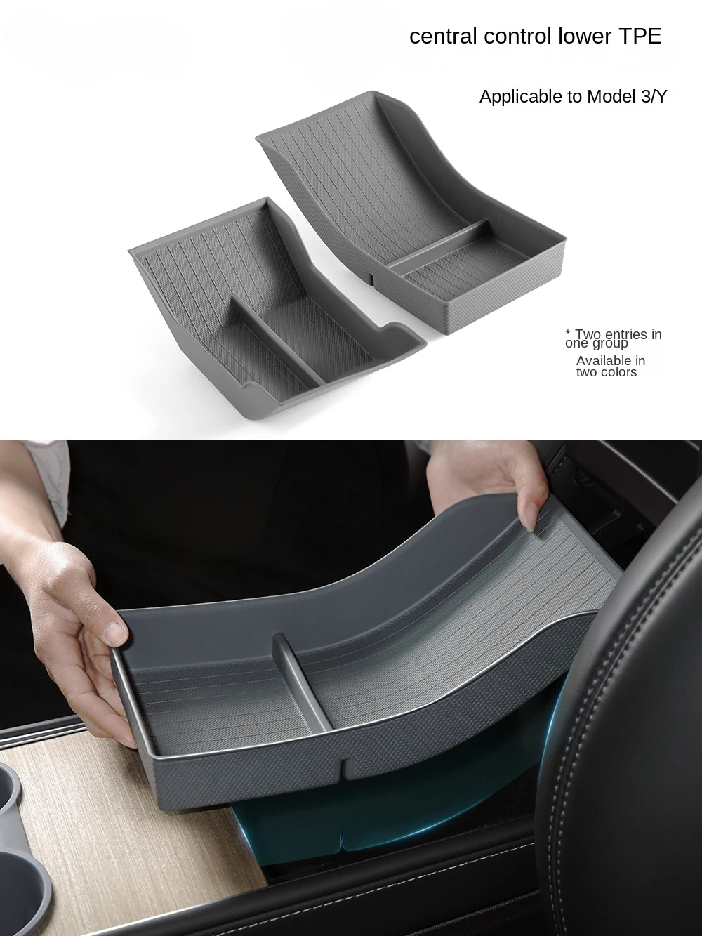 

Jalummxbrae Center Armrest TPE Cushion Storage Box Trays for Tesla Model 3 Y Central Armrest Organizer Car Accessories