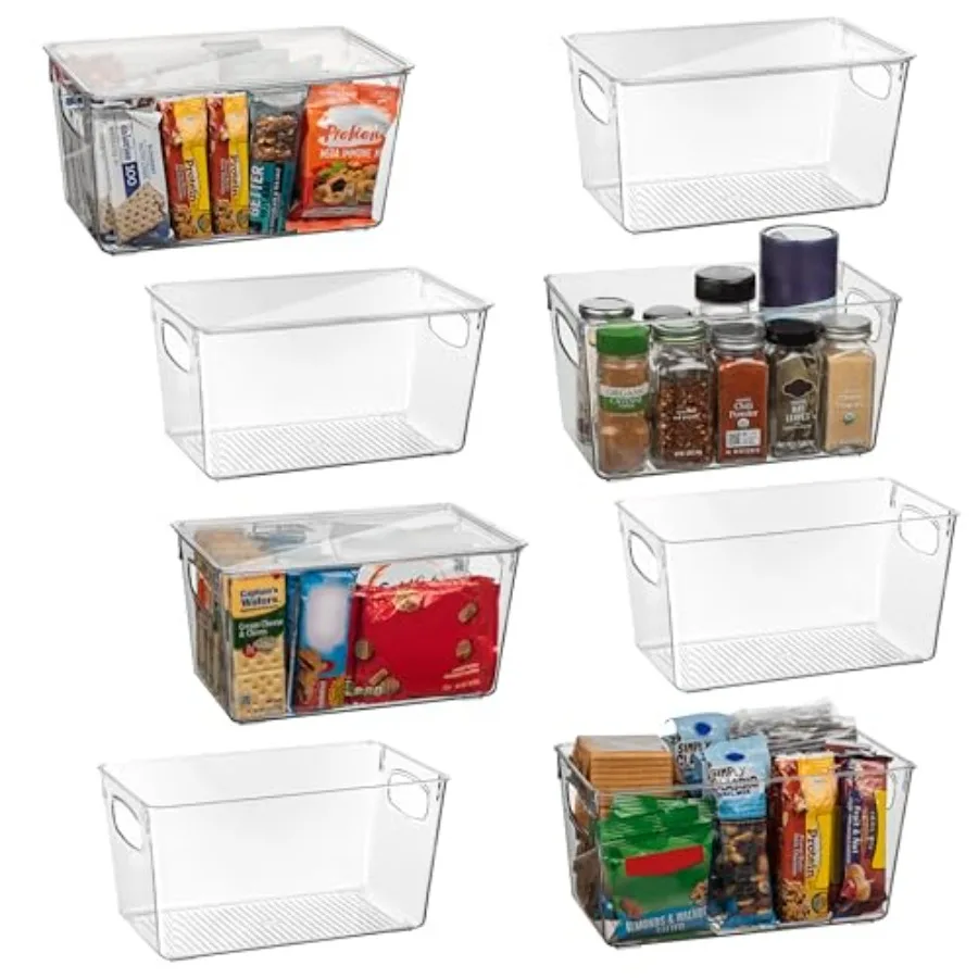 

Plastic Pantry Organization and Storage Bins with Lids Perfect Kitchen Organization or Kitchen Storage Fridge Organizer Refrige