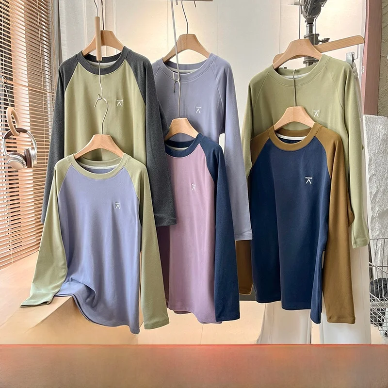 في الهواء الطلق الرياح على الوجهين Fce طويل Sve تي شيرت الأزواج Sle التطريز قاعدة طبقة irt للرجال والنساء