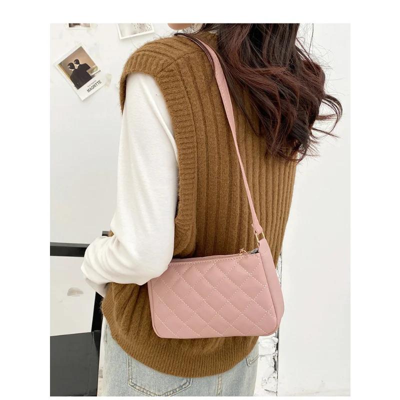 Fashion Lingge Women\'s Bag PU Leather Underarm Crossbody Shoulder Bag Female Luxury Purse Handbags Ladies Messenger Bags