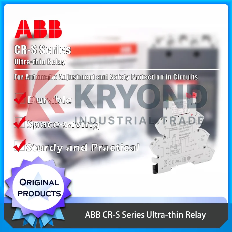 ABB CR S Series CR S024VADC1CRS مرحل واجهة نحيف 24 فولت تيار متردد تيار مستمر 1CO 6A توصيل من النوع لألواح التحكم وأنظمة التشغيل الآلي PLC