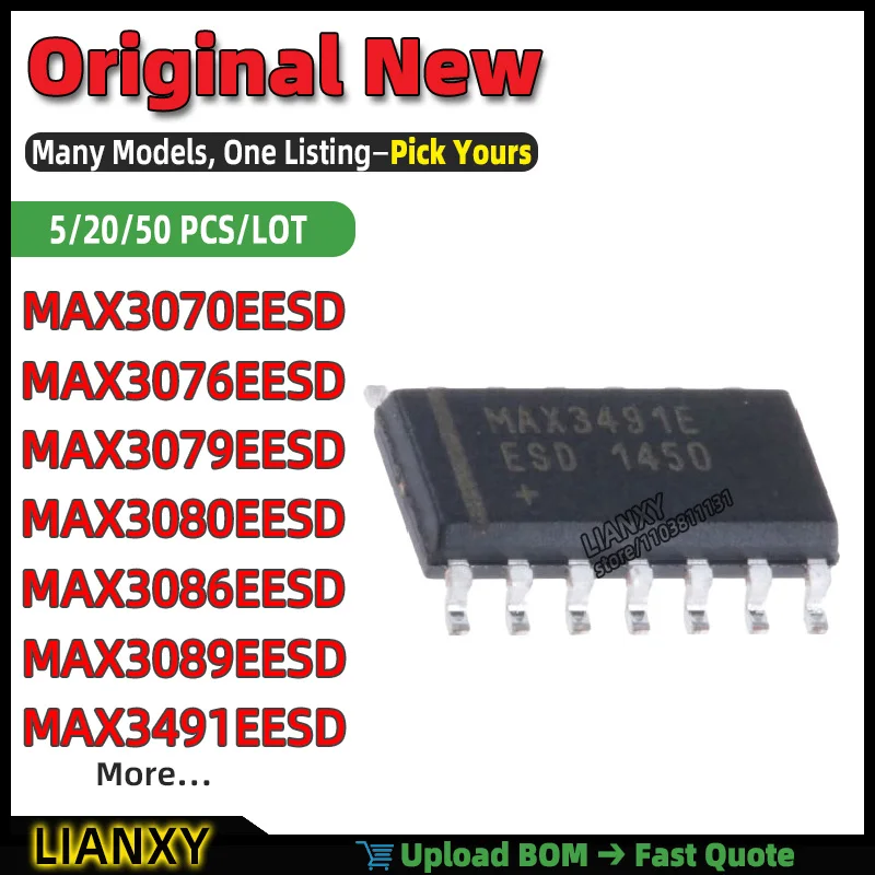 MAX3079EESD MAX3491EESD MAX3076EESD MAX3070EESD MAX3089EESD MAX3080EESD MAX3086EESD MAX3073EESD SOIC-14 RS-485 TRANSCEIVER New