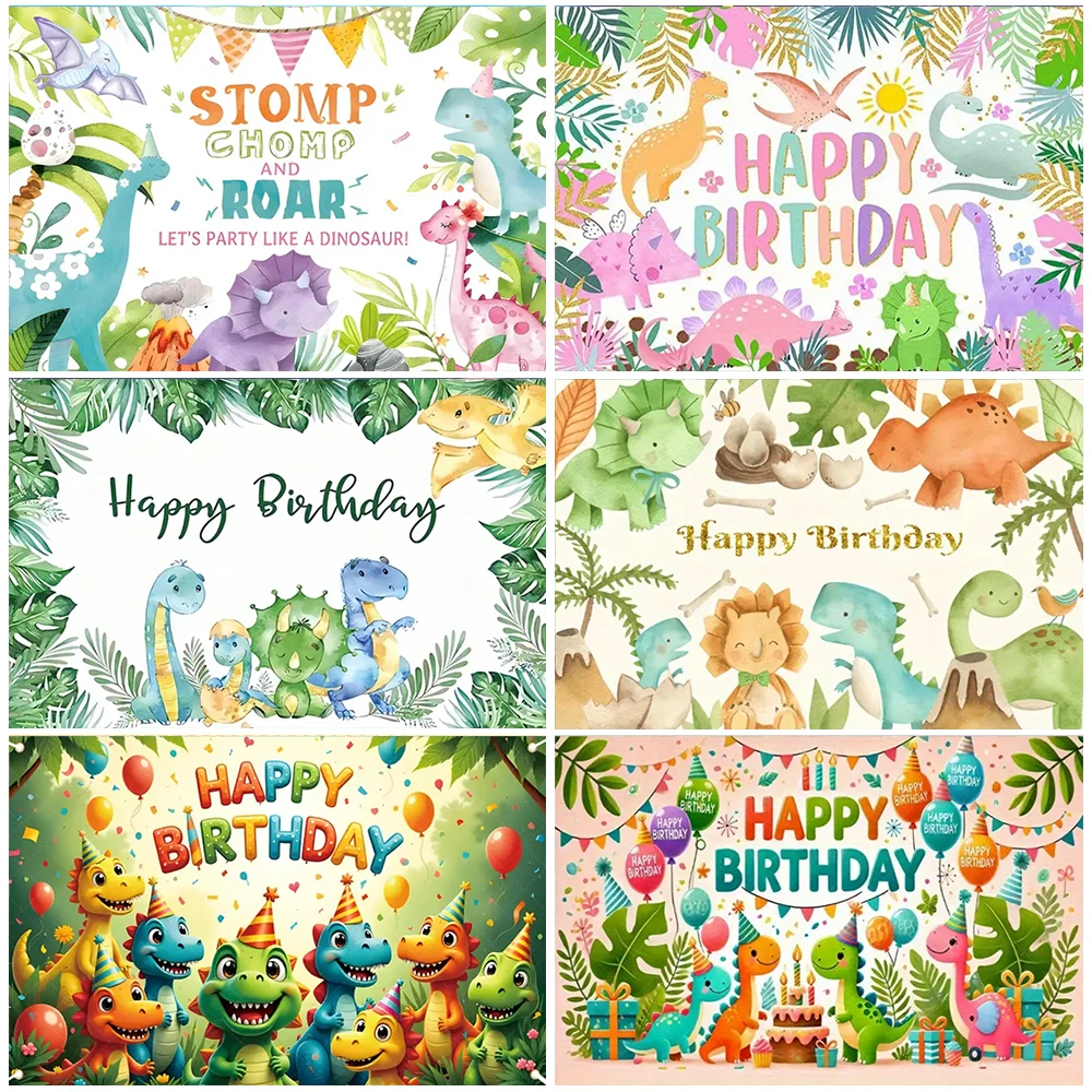 

Cartoon Dinosaur Kids Birthday Party Backdrop Jurassic World Dino Poster Backgrounds For Baby Shower Boy Girl Children Gifts