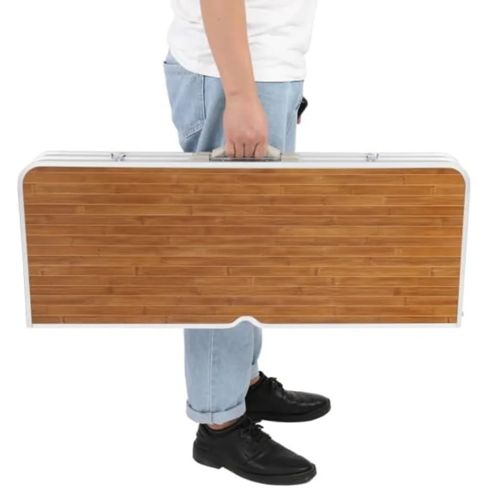 Conjunto de mesa e cadeira de acampamento (cor madeira)