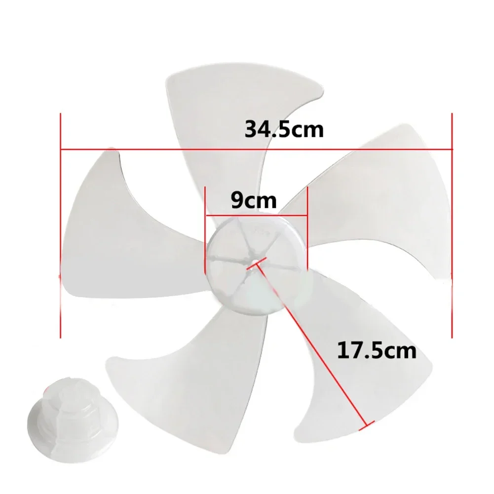 Five-leaf Blade 14 Inches Fan Blade Holder With Nut Cover For Standing Or Table Fans Household Replacement Accessories