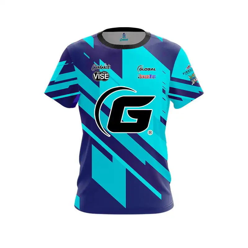 Family Matching Coolwick 900 Global Bowling Jersey Black Purple Geometric Print Short Sleeve Performance Shirt