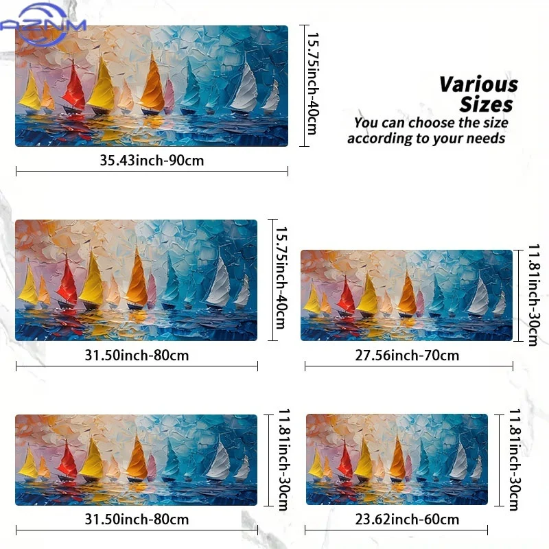 Sailboat Impression Mouse Pad, Rubber Material, Multiple Specifications Available, Vibrant Colorful Sails Design, Ideal for Prog
