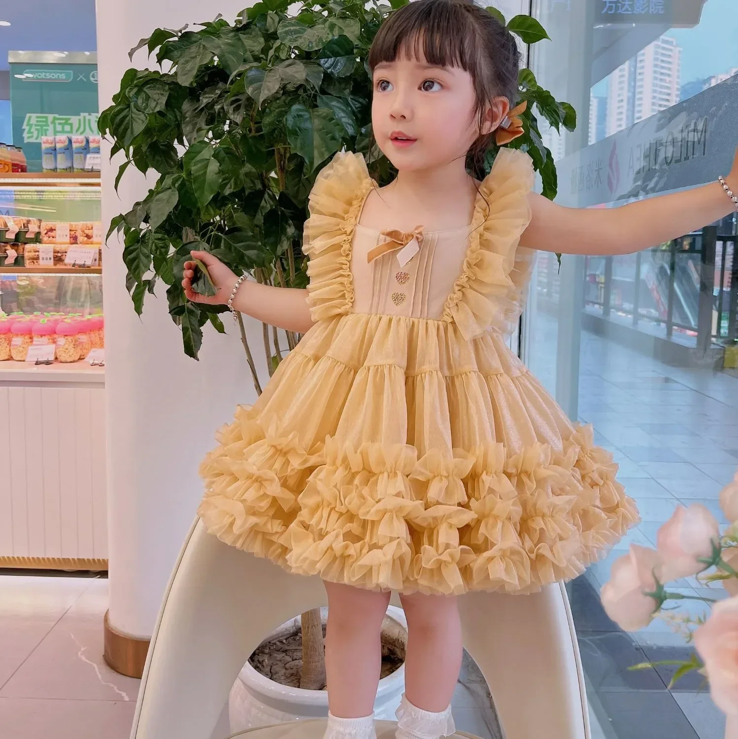 

Fashion Baby Girl Princess Butterfly Tutu Dress Puff Sleeve Child Tulle Vestido Pageant Party Birthday kids Clothes