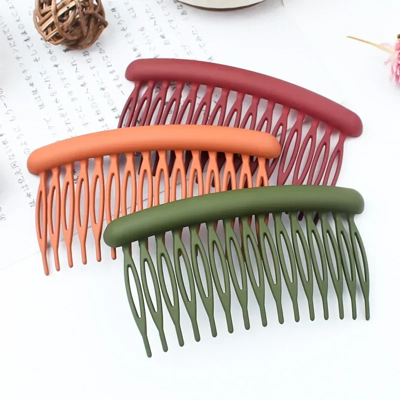 15 Teeth Frosted Candy Color Hair Comb Clip Women Broken Hair Hairpins Headdress Wedding Hair DIY Jewelry Styling Accessories