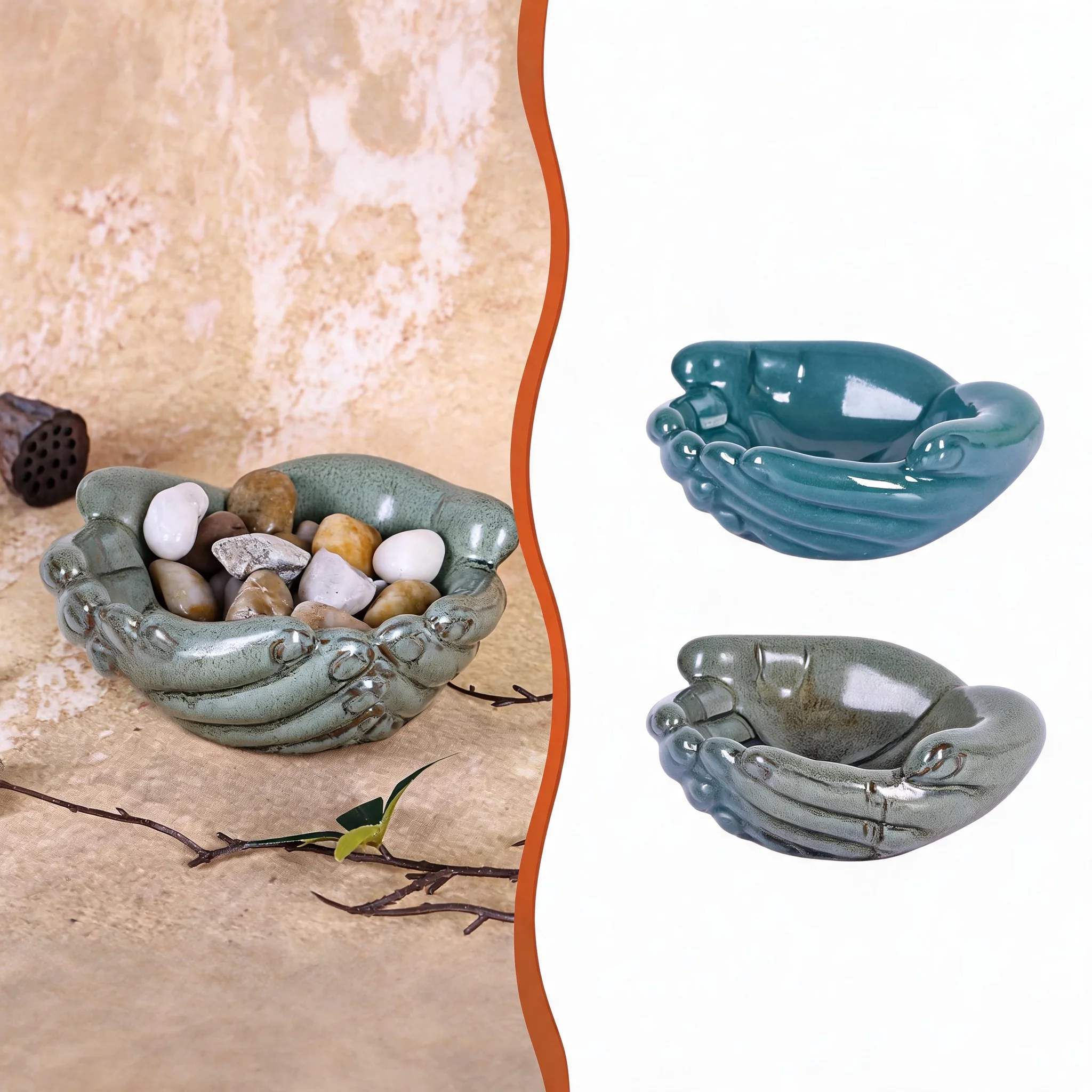 Handmade Home Decor Ceramic Molds Double Hand Design For Crafting Jewelry Box Candle Holder Decorative Plates Bowls Tray Gift