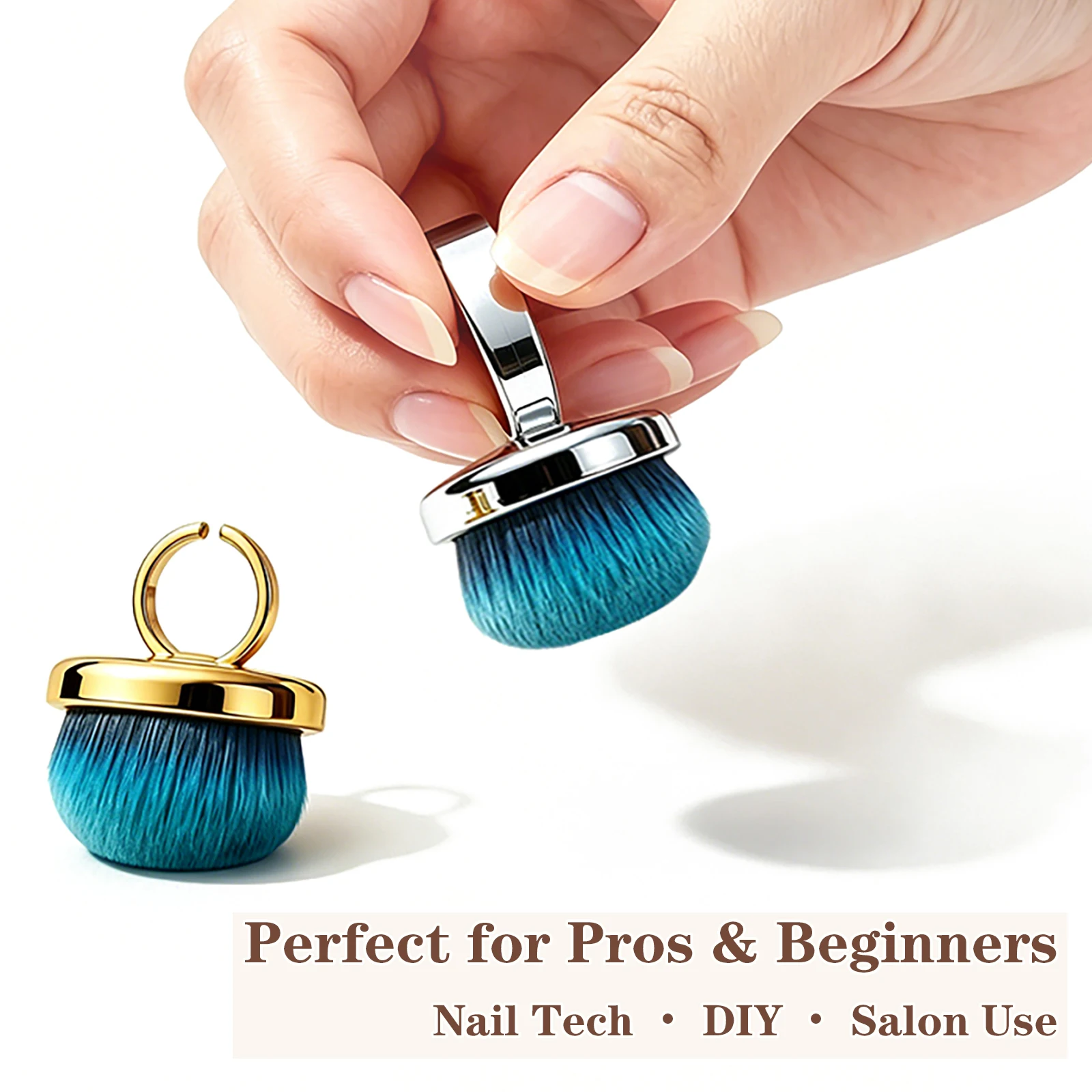 Metallring-Nagelstaubbürste, Freihändige Fingerreinigungsbürste mit Weichen, Dichten Borsten für Acryl-Gel-Dip-Puder-Entfernung im Salon und zu Hause – Detail 9