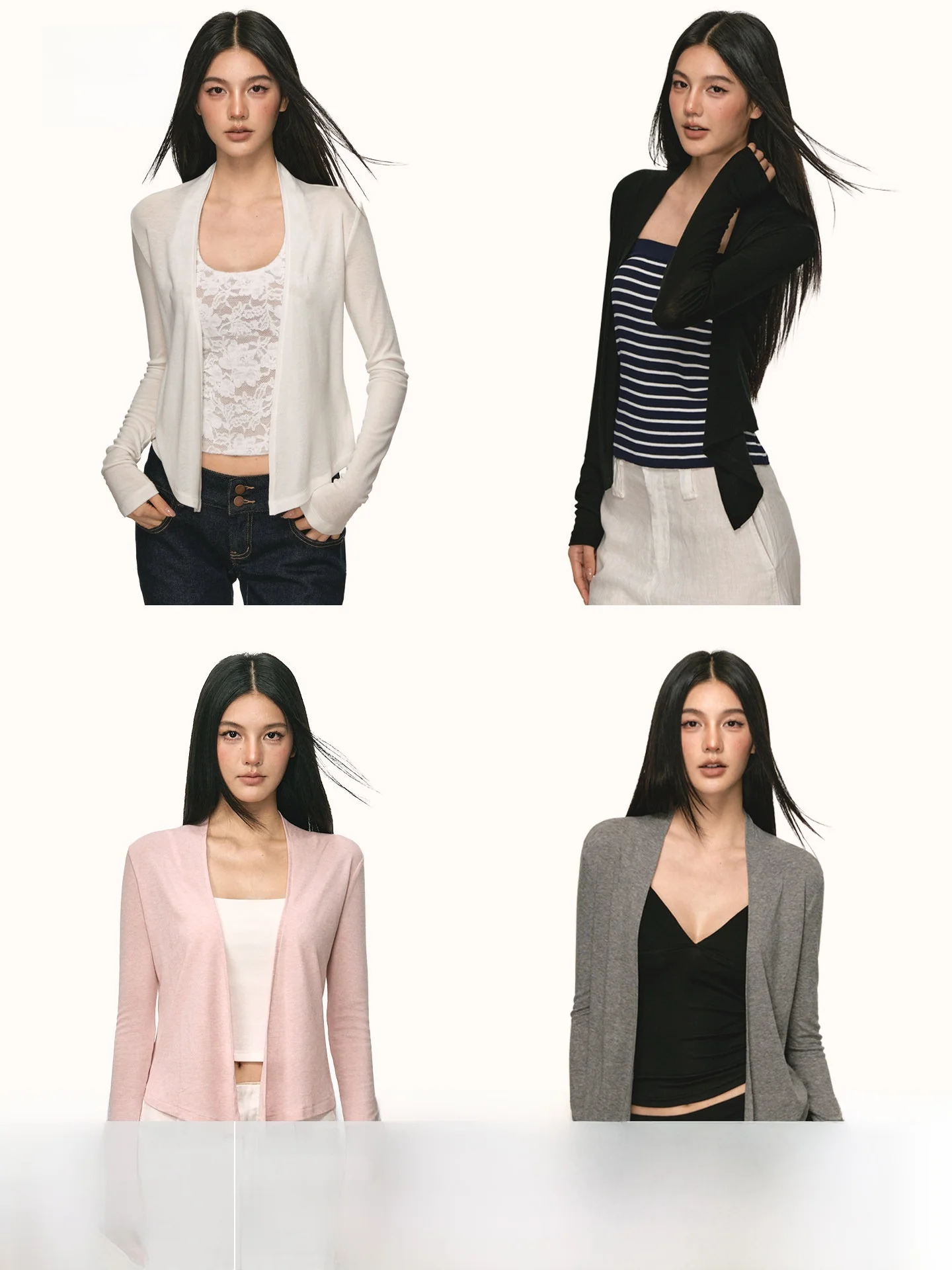 

Anna Aneae Silk Wool Knitted Summer Women's Outerwear Sun Protection Open Cardigan Trendy Cover up oulder irt Loose Fit