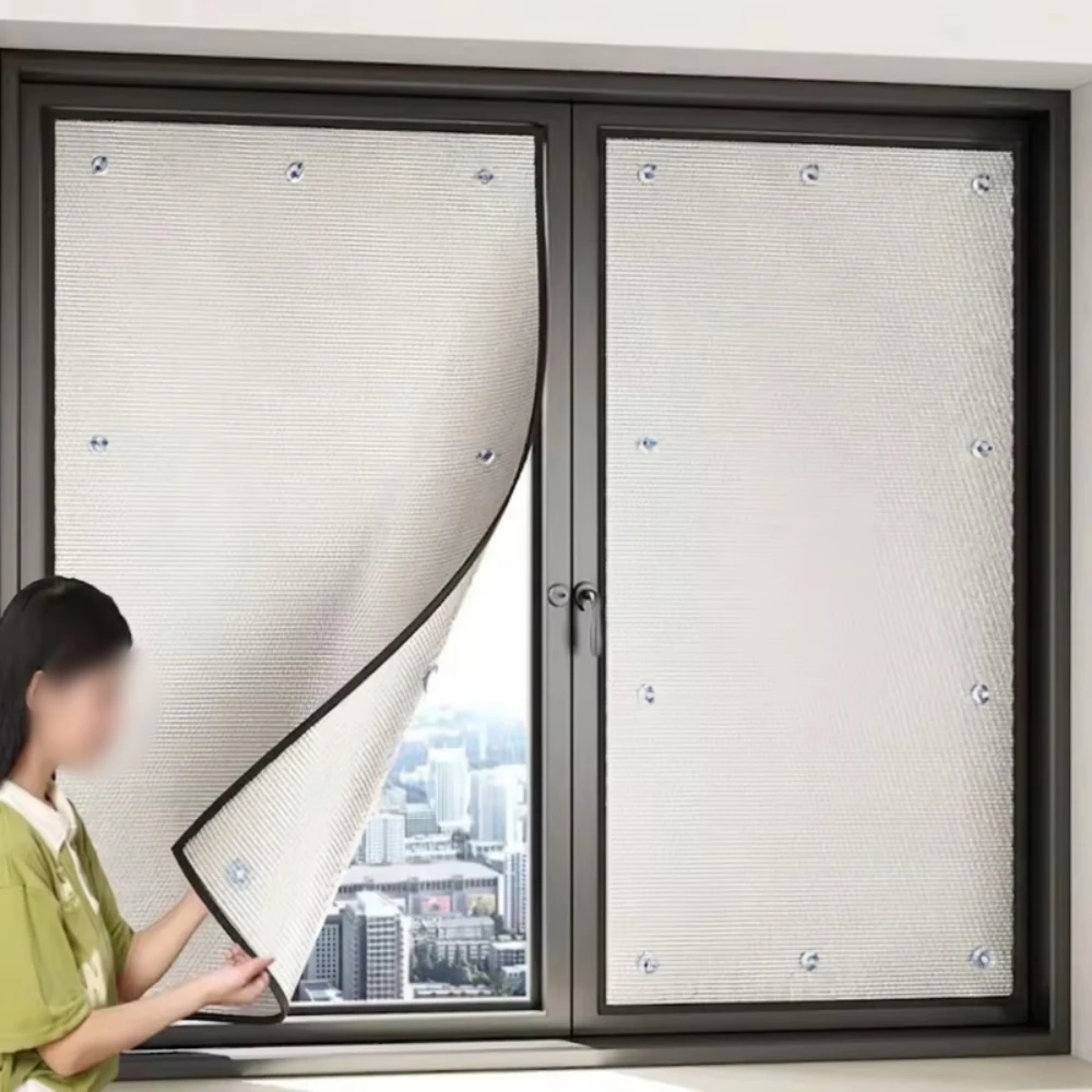 1pc PVC Window Insulation Film - Reusable Reflective Heat Blocker, Self-Adhesive Easy Cut Window Shade for Home,UV Protection