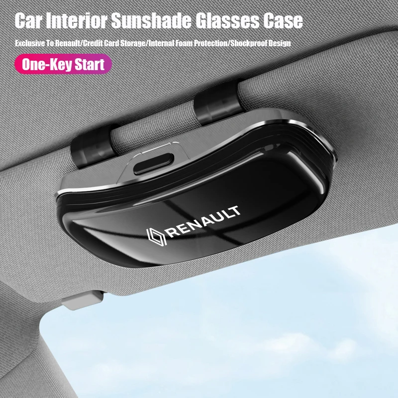 Estuche para Gafas de Sol para Visera de Coche, Caja de Almacenamiento para Gafas de Sol, Regalo para Renault Clio, Sandero, Captur, Megane, R5, 4, E-tech, Scenic, Austral, Rafale