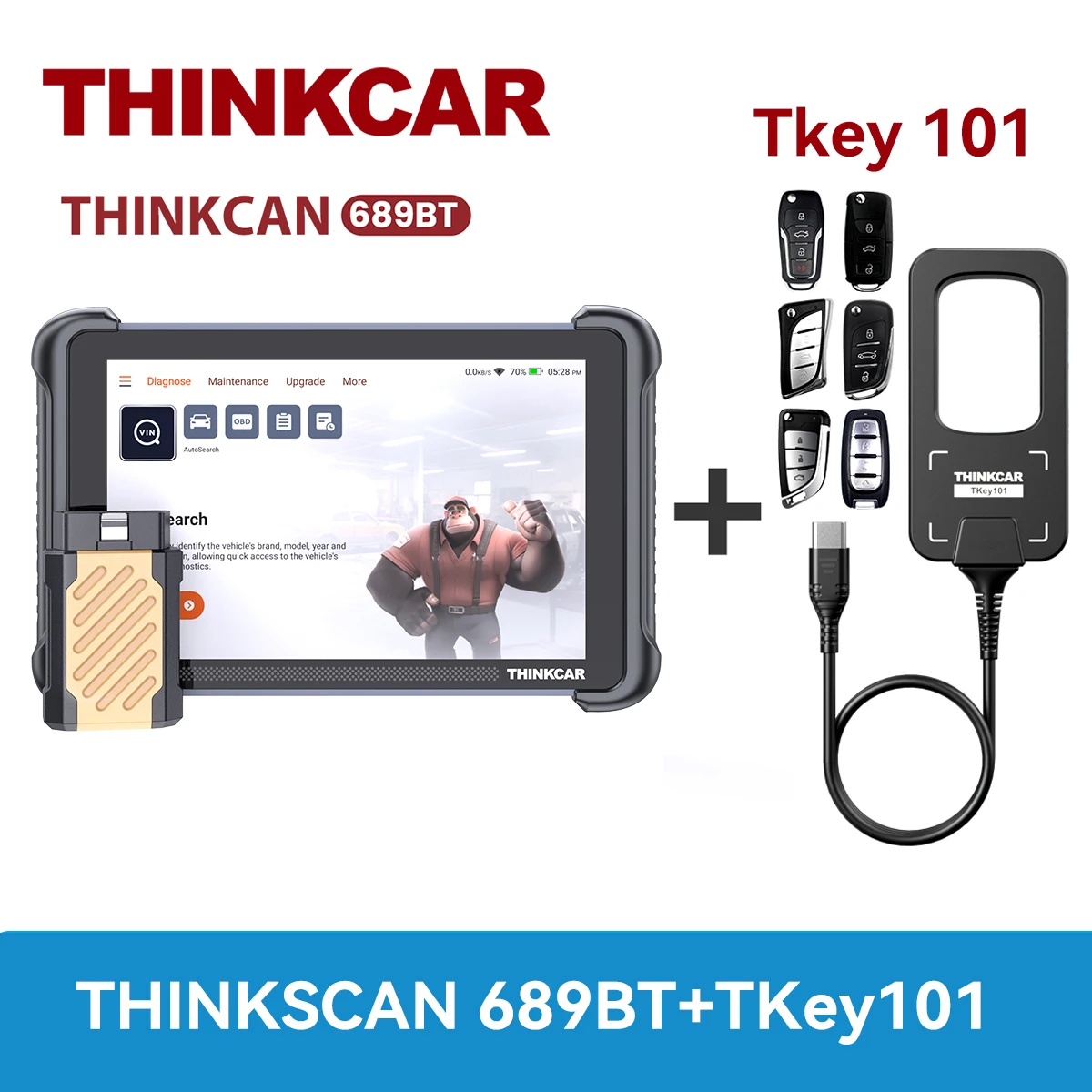 Globale versie THINKCAR THINKSCAN 689BT OBD2 Diagnosetool DOIP CANFD Bidirectionele ECU-codering 35 Resets Levenslange gratis update