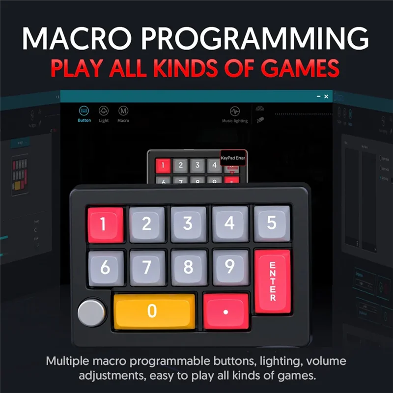 Teclado programable Macro de 13 teclas, interruptor mecánico intercambiable en caliente, teclado para juegos con luz RGB de 7 colores, duradero, blanco