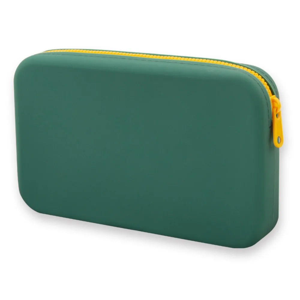 Portable Square Cosmetic Storage Bag Large Capacity Waterproof Makeup Pouch with Zipper Silicone Storage Pouch Travel