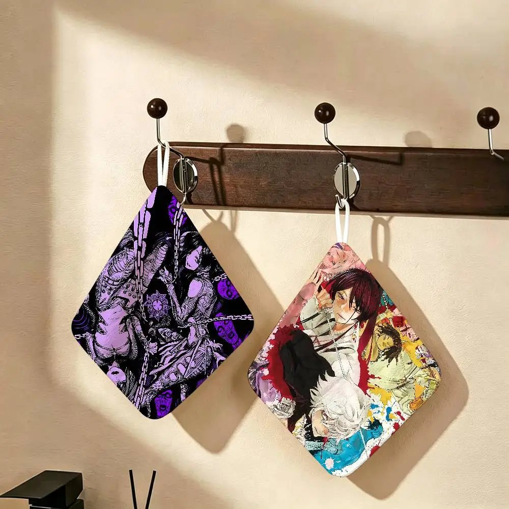 Anime H-Hells Paradise Polyester Cotton Hanging Kitchen Towel, Skin Friendly Hand Wiping Towel For Hotel Cafe Household