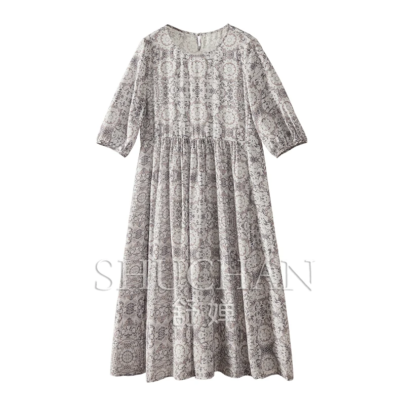 

Indie Folk New 2024 Summer Dress Women Print Half Sleece Vestidos Femininos Frete Grátis Long Dresses for Women