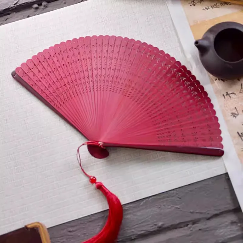 Full bamboo fan folding fan dragonfly ancient style cheongsam folding fan restoring classical Chinese style - Image 4