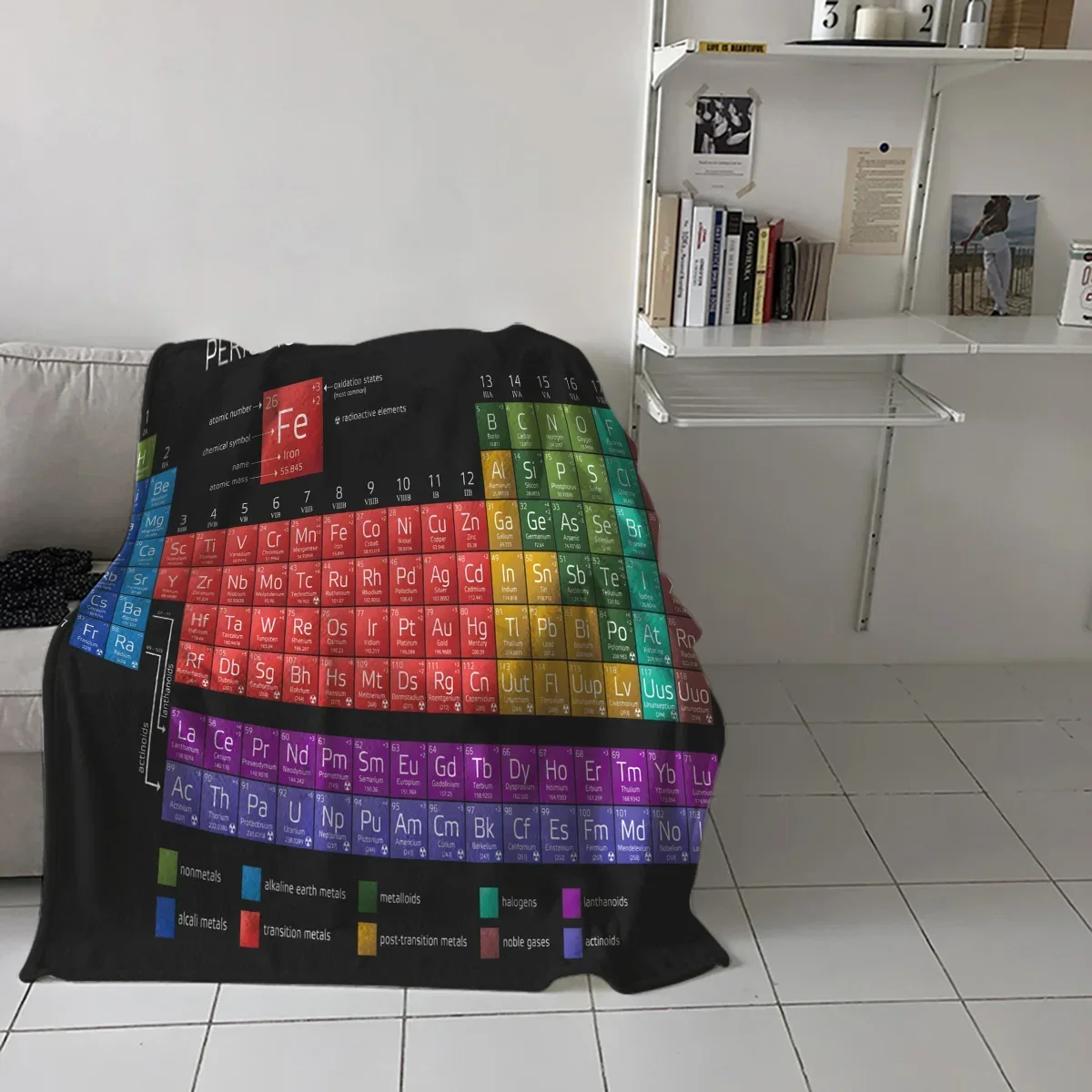 Periodic Table Of Elements Chemistry Flannel Blanket for Bed Sofa Portable Soft Fleece Throw Funny Plush Bedspreads